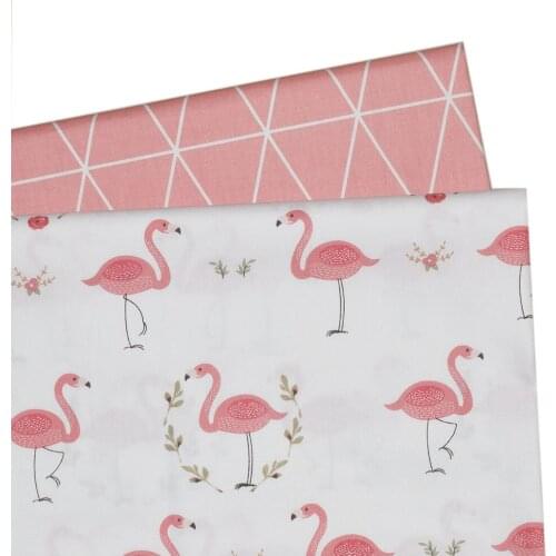 100% Cotton Twill Fabric Flamingo Pattern Patchwork Cloth DIY Sewing Quilted Kids Baby Seasons Sheets Breathable Fabric