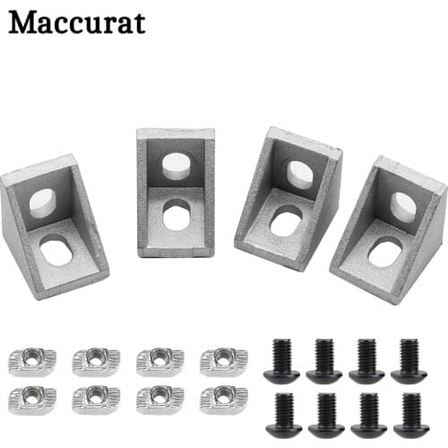 2/4pcs 2020 Aluminum Profile Corner Angle Bracket Connector Fastener With Nut + M5 Flat Head Screw For V-Slot 3D Printer parts