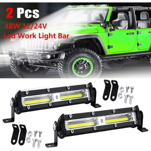 2Pcs Driving Fog Offroad LED Work Car Light 48W 12V-24V Universal SUV Truck Car 18Led Beams Work Light Bar Spotlight Flood Lamp