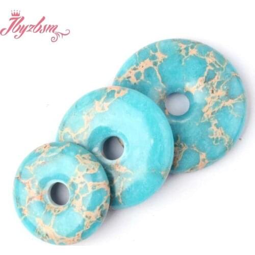 25,30,35mm Round Donut Skyblue Sea Sediment Stone Beads Pendant 1 Pcs For DIY Necklace Jewelry Making,Wholesale Free Shipping