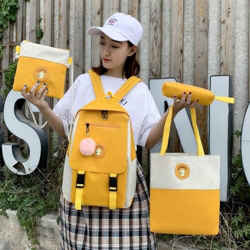 4 set School Bags for Teenage Girls Kids Children Student Backpack Travel Teen Shoulder Bag Child Schoolbag New Women backpack