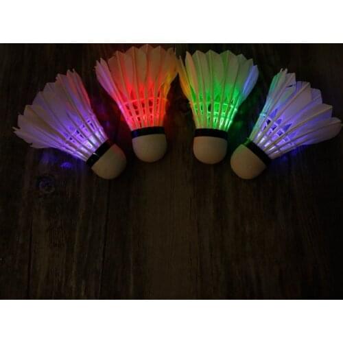 4pcs Dark Night Colorful LED Badminton Shuttlecock Birdies Lighting Feather 425E