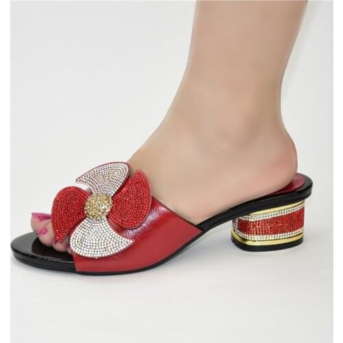 5CM Summer Slippers Shoes Closed High Heel Italian Shoes Stone Nigerian African Shoes For Women 2021 Pumps Shoes For Party 81-5