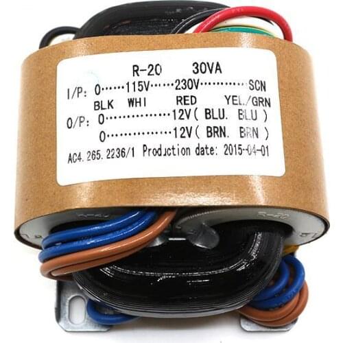 30VA Pure Copper HiFi Audio Transformer 30W Dual 12V DIY Amplifier Power Supply