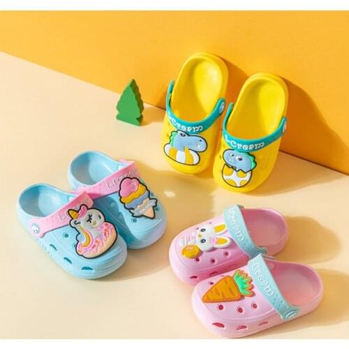 Kids Mules & Clogs Summer Baby Boys Girls Sandals Flat Heels Solid Dinosaur Cartoon Slippers Childrens Garden Shoes for 0-3Year