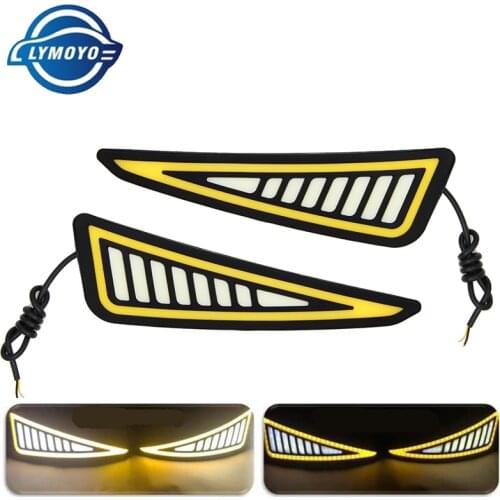 LYMOYO 2pcs car drl cob Turn Signal Light daytime running light white turn yellow fog Bulbs eagle eye DRL waterproof car styling