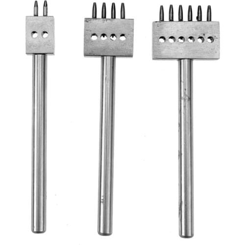3 pcs Leather Hole Punch Row Circular Cut Stitched 5 6 8mm 2 4 6 Prong DIY Leather Tools Craft Piercer Accessories