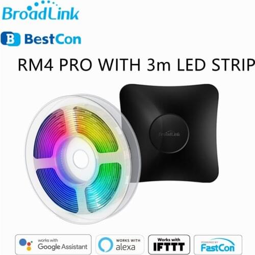 BroadLink RM4 Pro Wifi IR RF Controller with 3M IR Controlled RGB LED Light Strip Works with Alexa Google Assistant Voice Contro