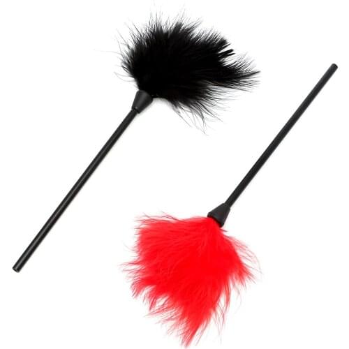 IKOKY 24cm Flirting Feather SM Bondage Slave Erotic Toys Adult Games Black Spanking Whip Sex Toys for Couple
