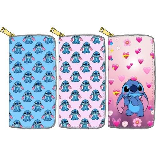 Disney mickey mouse Clutch Stitch girl boy coin bag PU Long card holder Zip Wallet Stitch Wallet