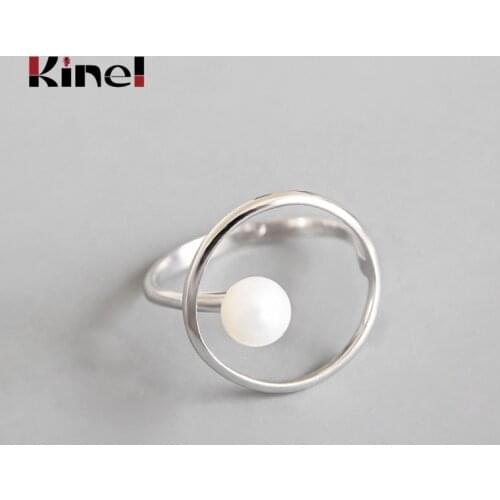 Kinel Minimalist Jewelry 925 Sterling Silver Simple Geometric Ring Bead Open Finger Rings For Women Girls Party Christmas Gift