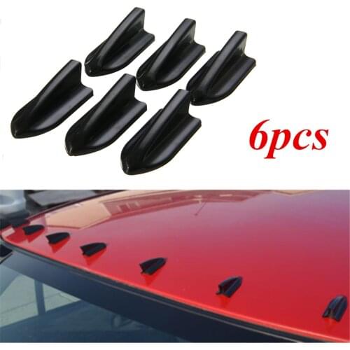 6pcs Black EVO-Style Roof Shark Fins Spoiler Wing Kit for Vortex Generator Car Styling