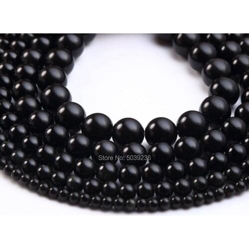 Bulk Wholesale Black Agates Beads Natural Stone Round Loose Beads for Jewelry Making 4/6/8/10/12mm Necklace Bracelet DIY