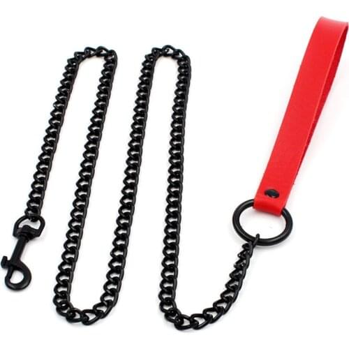 Fashion Sexy Red Chokers Necklace Round Cuban Link Chain Pu Leather Punk Goth Male Colar Jewelry Pendant Necklace Chains Jewelry