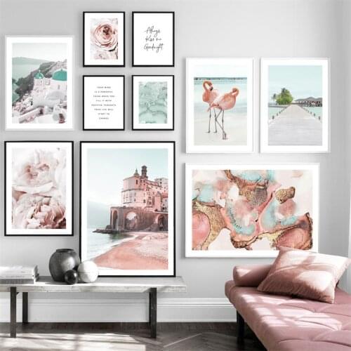 Nordic Posters And Prints Ltaly Positano Sea Aegean Flamingo Quote Wall Art Canvas Painting Wall Pictures For Living Room Decor