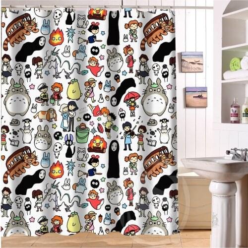 New All Studio Ghibli Character Totoro Shower Curtain Custom Bathroom Decor Bath Screens Curtains 12 Hooks For The Bathroom