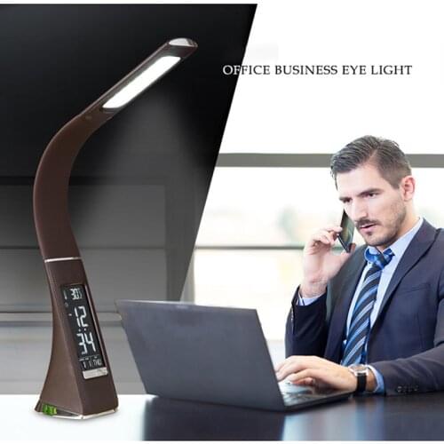 Office Table Lamp LED Light Bendable Desk Lamp With Calendar Clock Touch Business Usb Rechargeable Eye Protection Reading Lamp