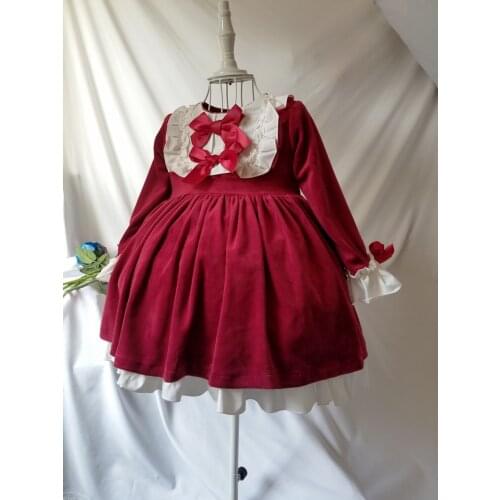Autumn Winter infant Vestidos Baby Girl red Christmas Dress For Girls Newborn Vintage Long Sleeve Princess Birthday Party 1-5