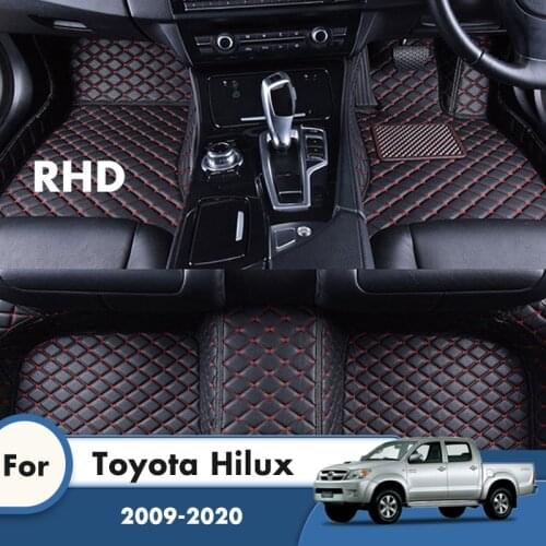 RHD Car Floor Mats Rugs For Toyota Hilux 2020 2019 2018 2017 2016 2015 2014 2013 2012 2011 2010 2009 Carpets Leather Custom Rug