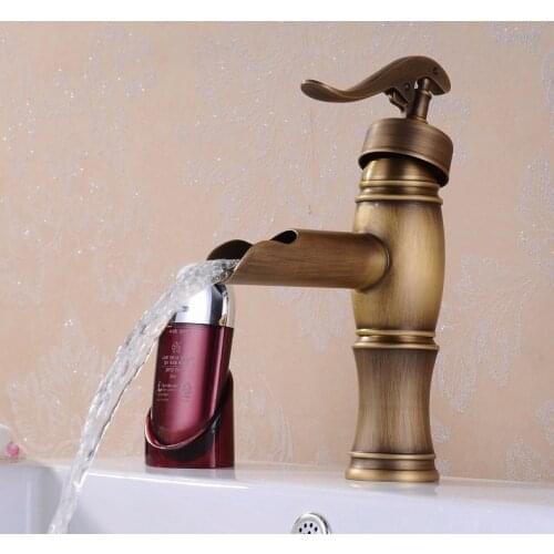 Basin Faucets Solid Brass Deck Mount Bathroom Sink Faucet Single Handle 1 Hole Easy Install Vintage Antique Mixer Tap SA210531