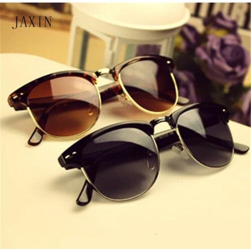 JAXIN Fashion semi-metal men women sunglasses brand designer glasses mirror classic retro Sun Gasses UV400 lunette de soleil