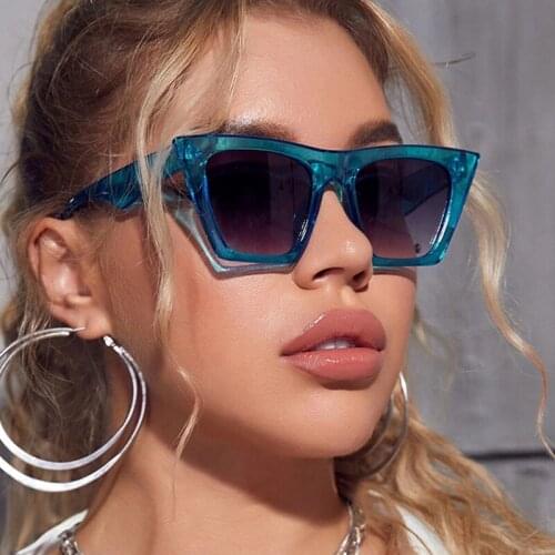 Fashion Cateye Sunglasses For Women New Vintage Small Fla Top Brand Designer Blue Sunglasses Female UV400 Classic Eyewear