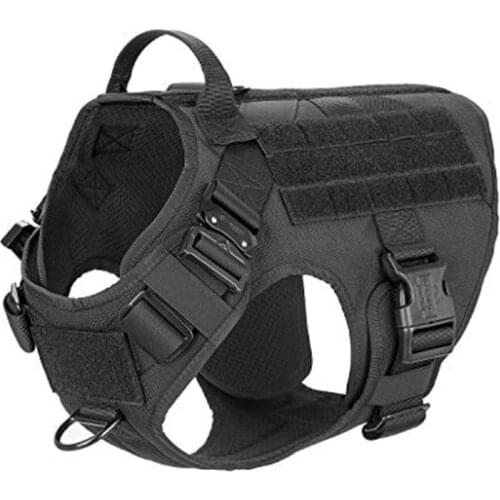 Tactical Dog Harness Working Dog MOLLE Vest with 2X Metal Buckle with Handle Front Clip Dogs Pet Military Adjustable Harness