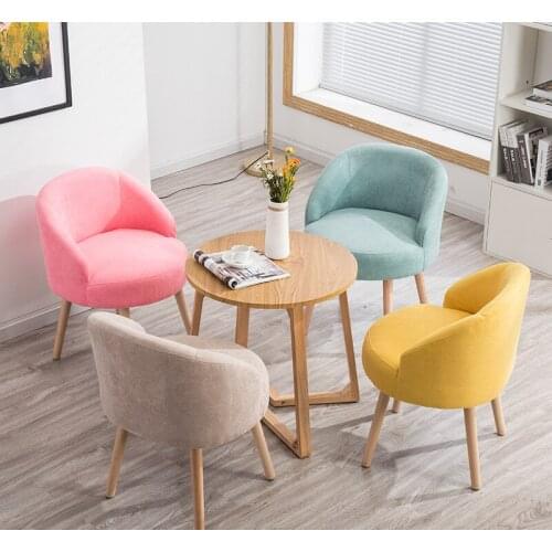 Louis Fasion Fabric Single Sofa Balcony Leisure Chair Bedroom Living Room Sofa Modern Nordic Simple Fashion Creative Solid Wood