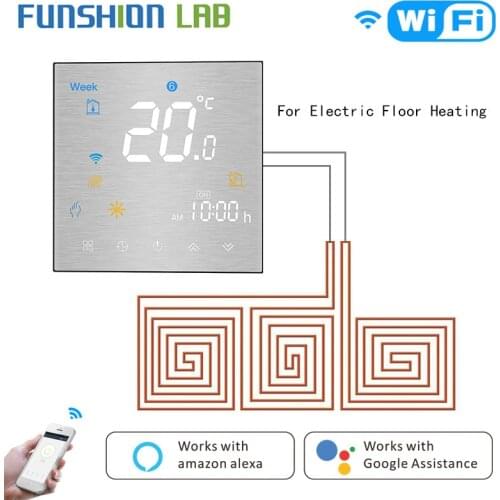 WiFi Smart Thermostat Temperature Controller for Electric Floor Heating Smart Life/Tuya APP Works with Alexa Google Home