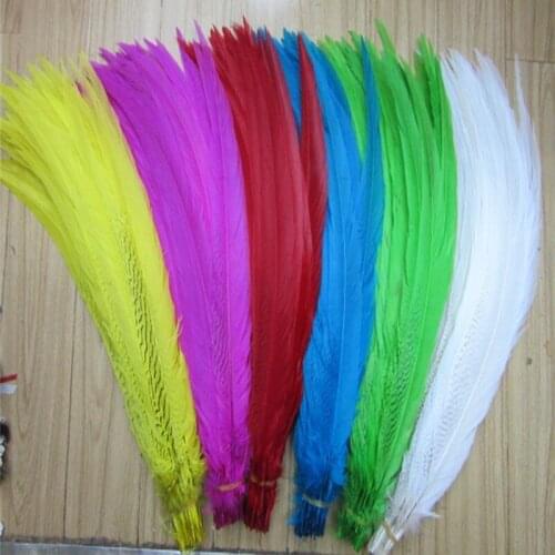 100pcs/lot High Quality Silver Chicken Pheasant Feathers 50-55CM/20-22inches Jewelry Craft Christmas DIY Feathers for Crafts