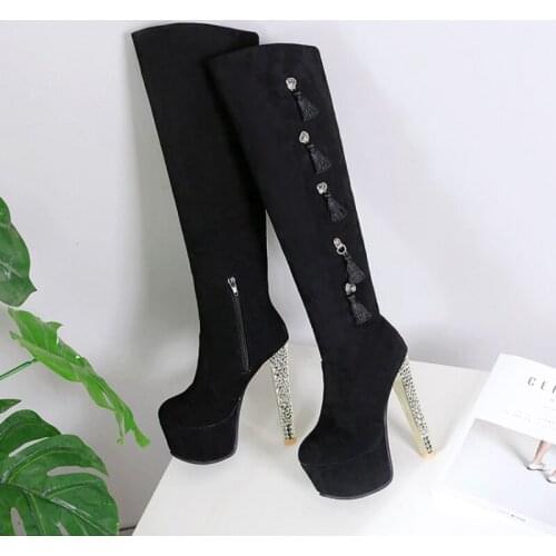 Sexy High Heels Knee High Platform Boots Fashion Thigh High Boots Winter Red Black Fetish Shoes Womens Plus Size 31-48 88-6