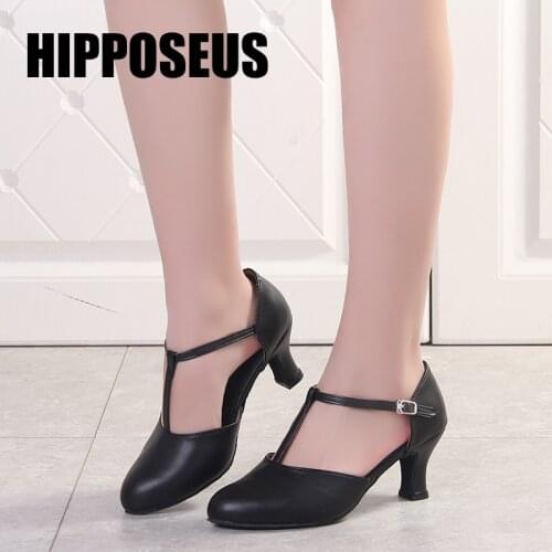 HIPPOSEUS Dance-Shoes Women Latin Girls Tango Modern Dance Shoes Ladies Salsa Ballroom Dancing Shoes Soft Leather Dance Shoes