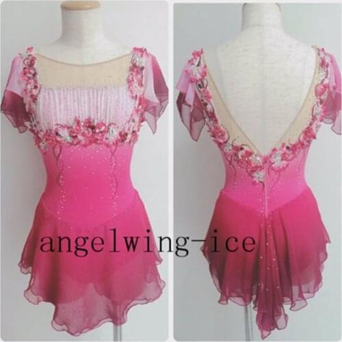 New Ice Figure Skating Dress for Women Figure Skating Dress Pink Spandex Performance Skating Wear Customization For Competition