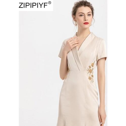 2020 Women Sexy Evening Trumpet Dress Fashion Pretty Short Sleeve V-Neck High-End Elegant Women Mermaid Formal Dresses Vestidos