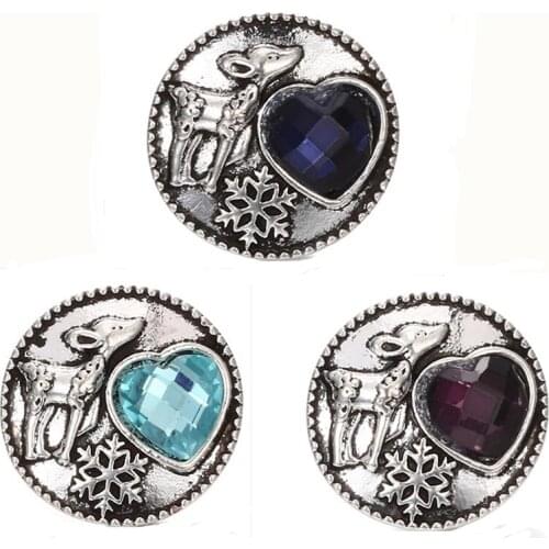 10pcs/lot New Christmas Snap Jewelry Gift Elk Snap Button Fit 18mm Metal Snap Button Jewelry Watches Women Jewelry Bracelet