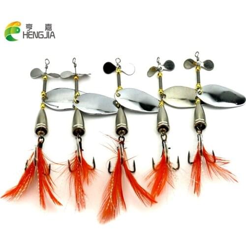 10pcs Isca Artificial sequins Hard Spoon Metal Spinner bait with feather hook Fishing lure Hengjia Leurre Peche Fishing Tackle