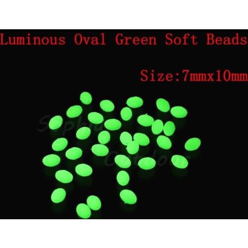 100pcs 7*10 mm Oval Glow Soft Fishing Beads LUMO Luminous egg shape beads Lures Float fishing Tackle Accessories
