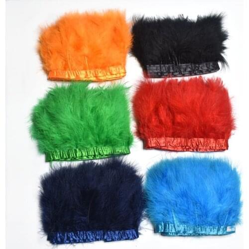 2Yard/lot Natural Fluffy Marabou Feathers Trims Crafts 4-6inch Dyed Feathers Ribbon for Sewing Clothing Wedding Party Decoration