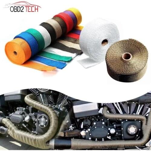 5M Roll Fiberglass Heat Shield Motorcycle Exhaust Thermal Tape Exhaust Heat Shield Exhaust Tape Fiberglass With Stainless Ties