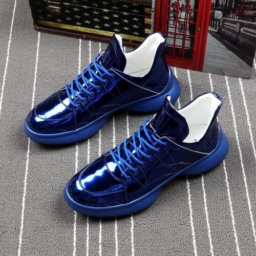 British designer men luxury fashion punk hip hop dress platform boots patent leather shoes lace-up oxfords ankle boot short bota