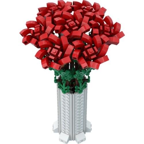 MOC Colorful Flowers Bouquet Chrysanthemum Rose Friends Moc Potted Plants Building Blocks Home Decor Potted Plants Toy For Girl