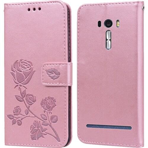 Luxury Leather Flip Book Case for Asus Zenfone Selfie ZD551KL Z00UD Z00UDB Rose Flower Wallet Stand Case Phone Cover Bag