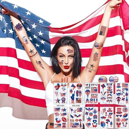 Patriotic Day Decoration Temporary Tattoo Fourth of July America Independence Day Red White Blue 4th of July USA Party Supplies