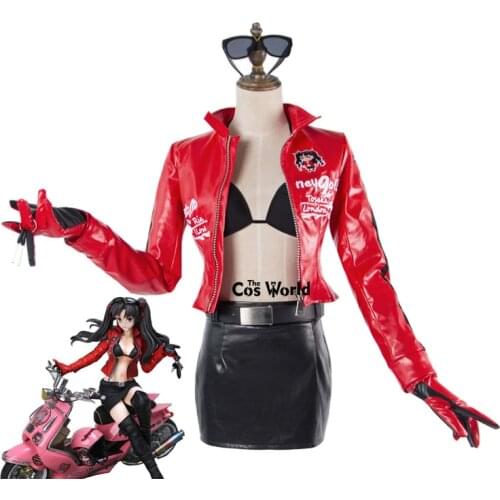 FGO Fate Grand Order Motorcycle Tohsaka Rin Racing Suit Uniform Coat Dress Bikini Outfit Anime Cosplay Costumes