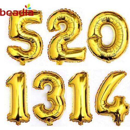 32 inches Gold&Silver Numbers Foil Balloons Digit Birthday Party Wedding Decor Helium Air Baloons For Celebrate Event Supplies