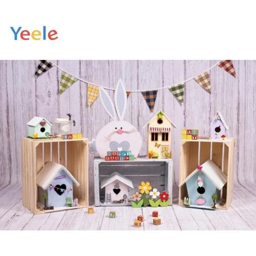 Yeele Wood Boards Easter Festival Photophone Rabbit House Baby Photography Backdrops Photographic Backgrounds For Photo Studio