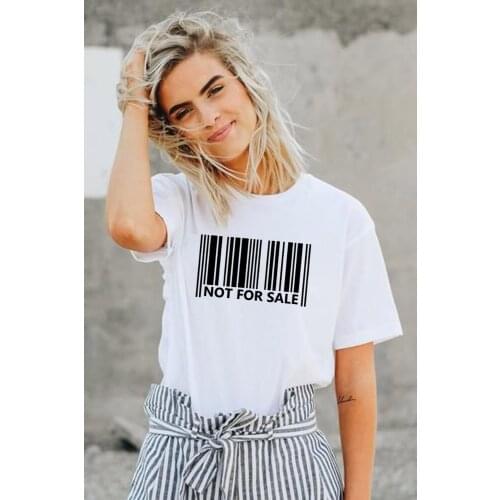 Not for Sale Barcode Print Female T-shirt Basic Tops Harajuku Graphic Tees Women Short Sleeve Camisetas Mujer Vintage Tumblr New