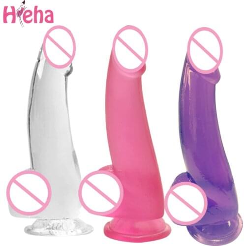 Hieha Huge Realistic Dildo Erotic Jelly Artificial Penis Suction Cup Anal Dildo Clitoris Stimulation Sex Toys for Woman Lesbian