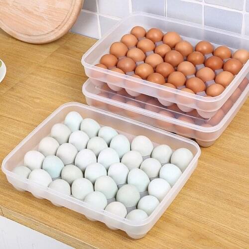 Hot 34 Eggs Holder Storage Box Picnic Kitchen Refrigerator Fresh-keeping Container