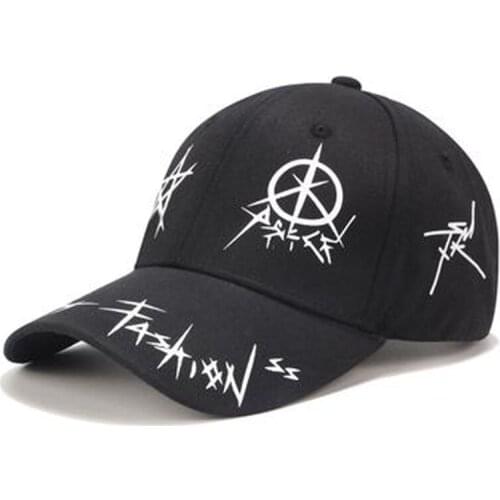 Korean Version Of Doodling Black And White Mosaic CAP, Summer Mens And Womens Baseball Cap, Five-Pointed Star Sun Hat Fashion